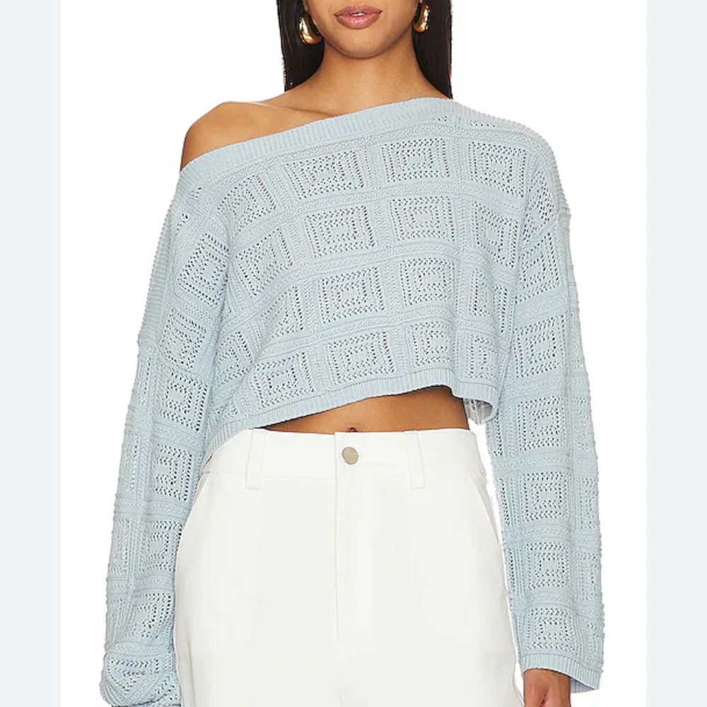 Tularosa Sky Blue Off-Shoulder Sweater from Revolve